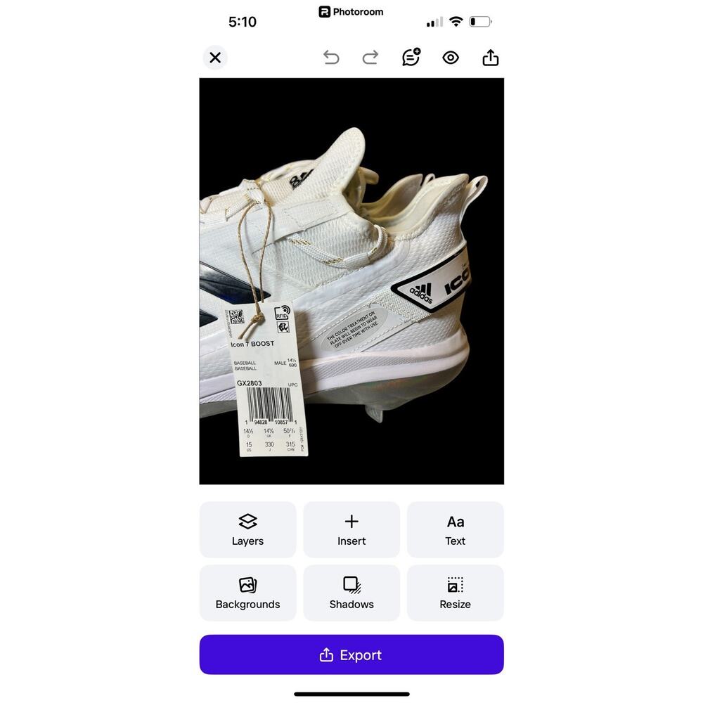 New Adidas Icon 7 Boost Baseball Metal Cleats‎ White Black Mens Size 15 GX2803 - Picture 2 of 10